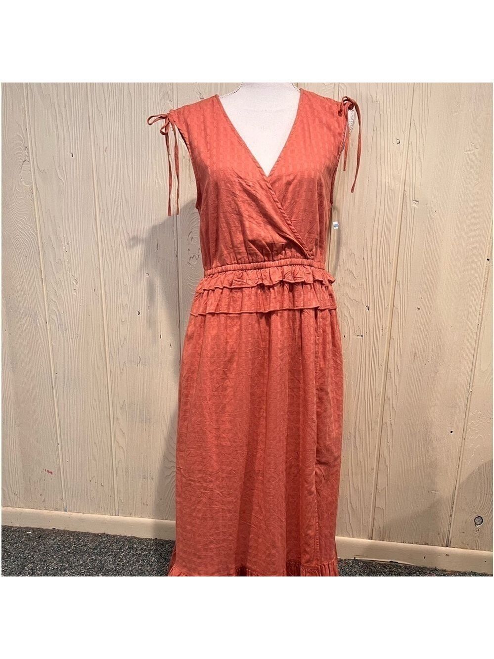 Caslon Midi Faux Wrap Dress Ruffles Slit Medium
